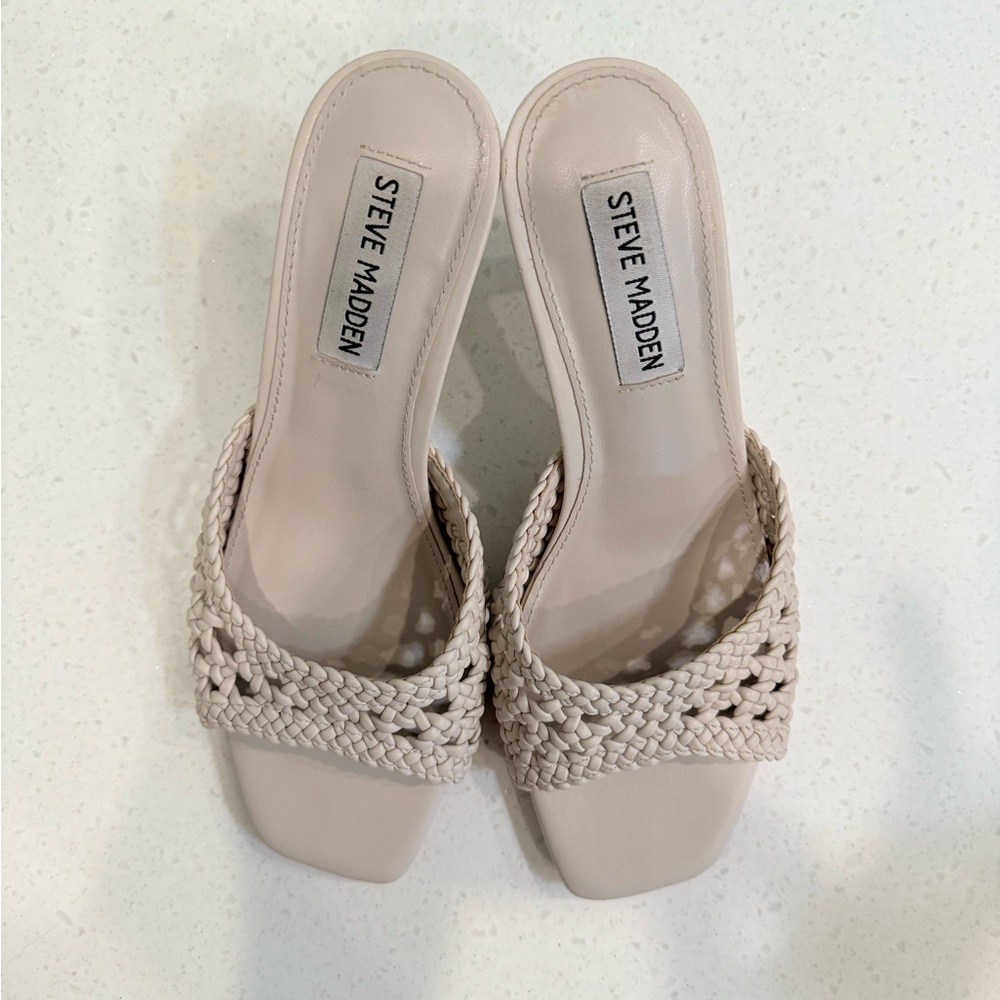 Steve Madden Women's Cream Braided kitten heels
